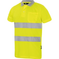 Warnweste gelb, elastischer Poloshirt-Stoff + Reisverschluss