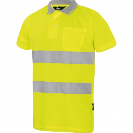Warnweste gelb, elastischer Poloshirt-Stoff + Reisverschluss